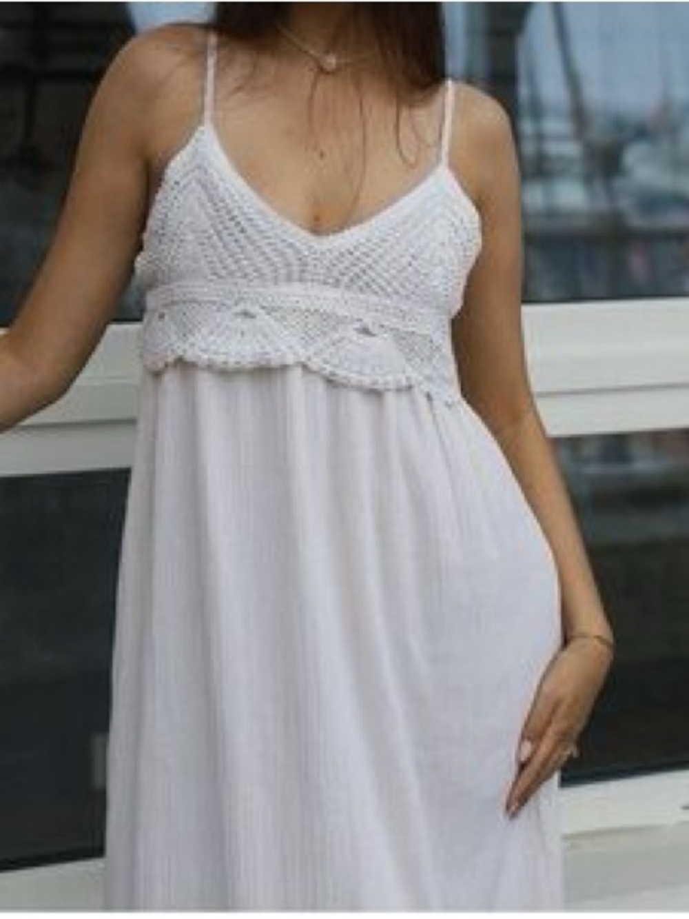 Altar'd State White Crochet Maxi Dress